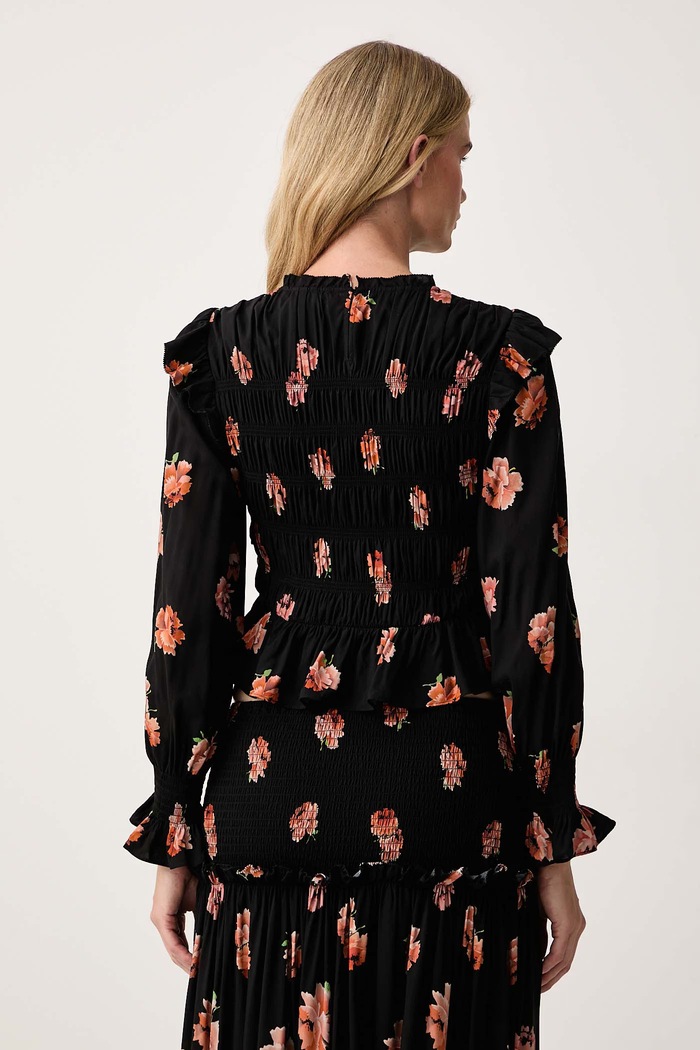 Odzież AllSaints Bluzka koszulowa damska bawełniana LAUREN W019PF czarny