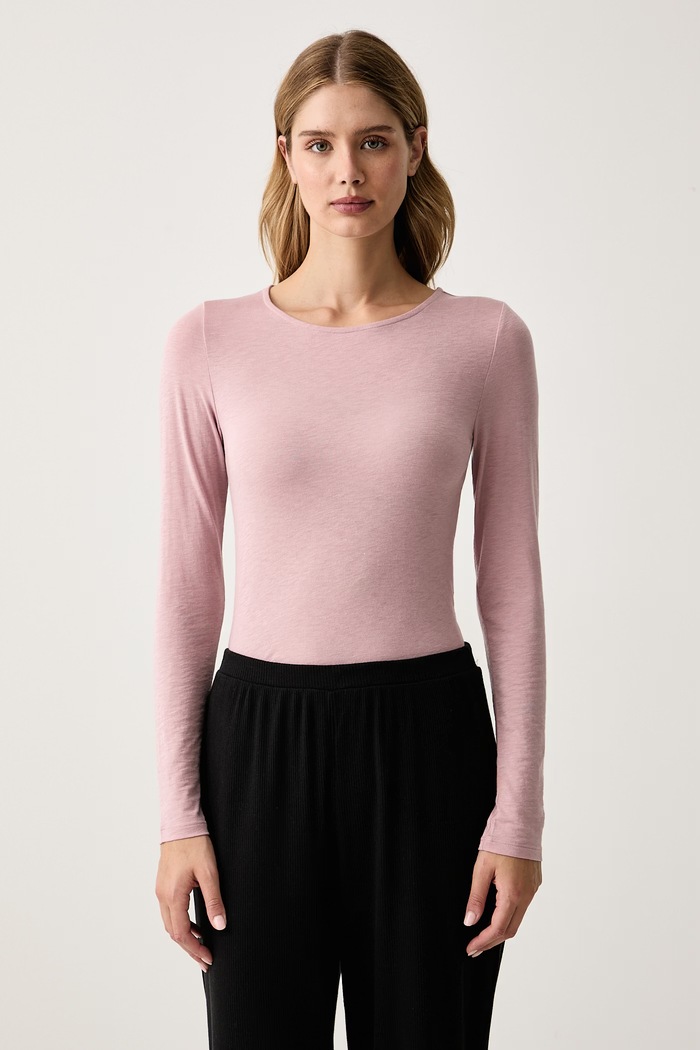 Triumph Longsleeve piżamowy damski z wełną różowy 10223179