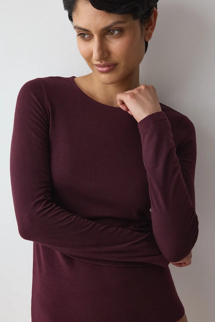 Longsleeve piżamowy damski z wełną Triumph 10223179 bordowy