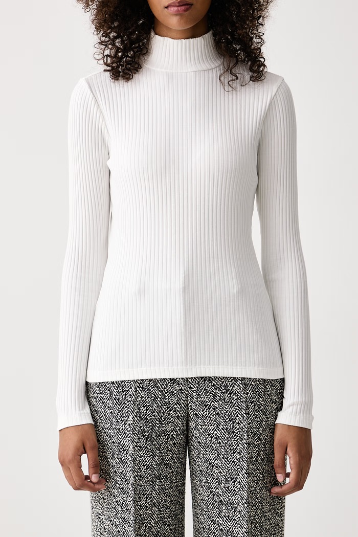 Longsleeve damski bawełniany z elastanem Driza_4 HUGO 50571245 biały