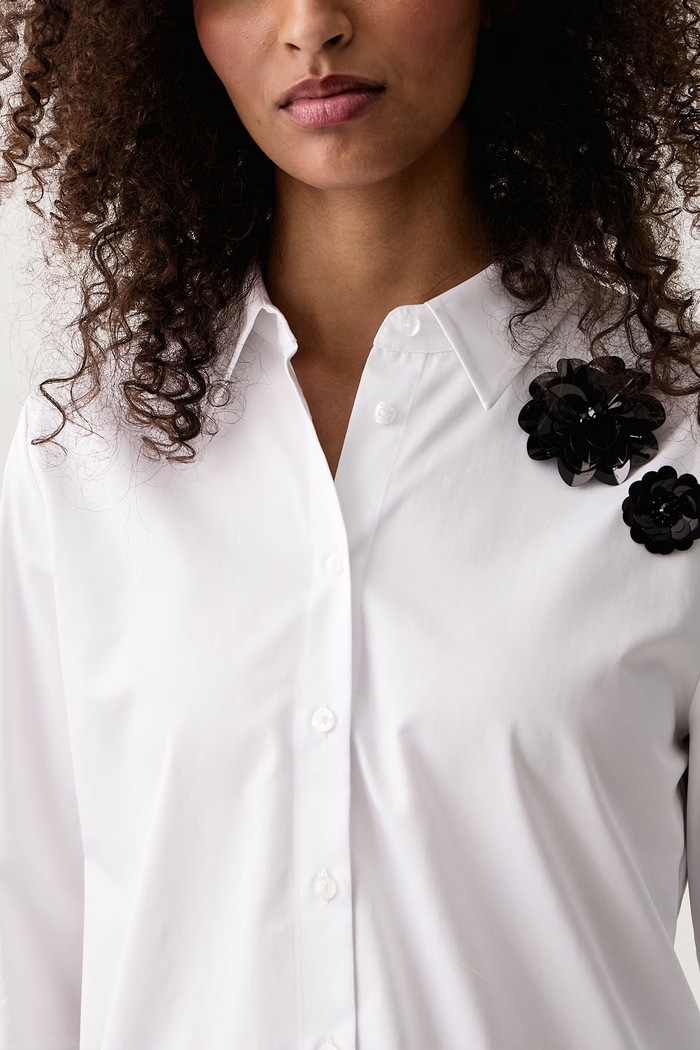 Camicia da donna in cotone Evolve HUGO 50569113 bianco