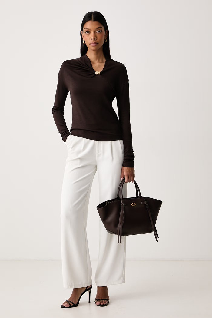 BOSS Блуза дамска с лиосел Edonya 50568618 кафяв AW26