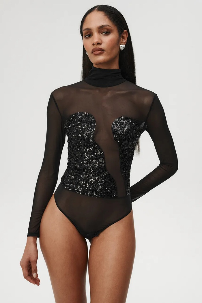 Undress Code Body dámske Fine Jewel Bodysuit Thong čierna 1303UC