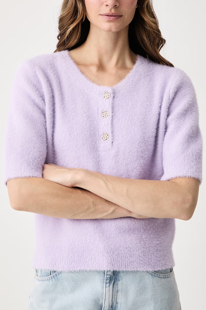 Sweter z krótkim rękawem damski Morgan MCOLINE fioletowy