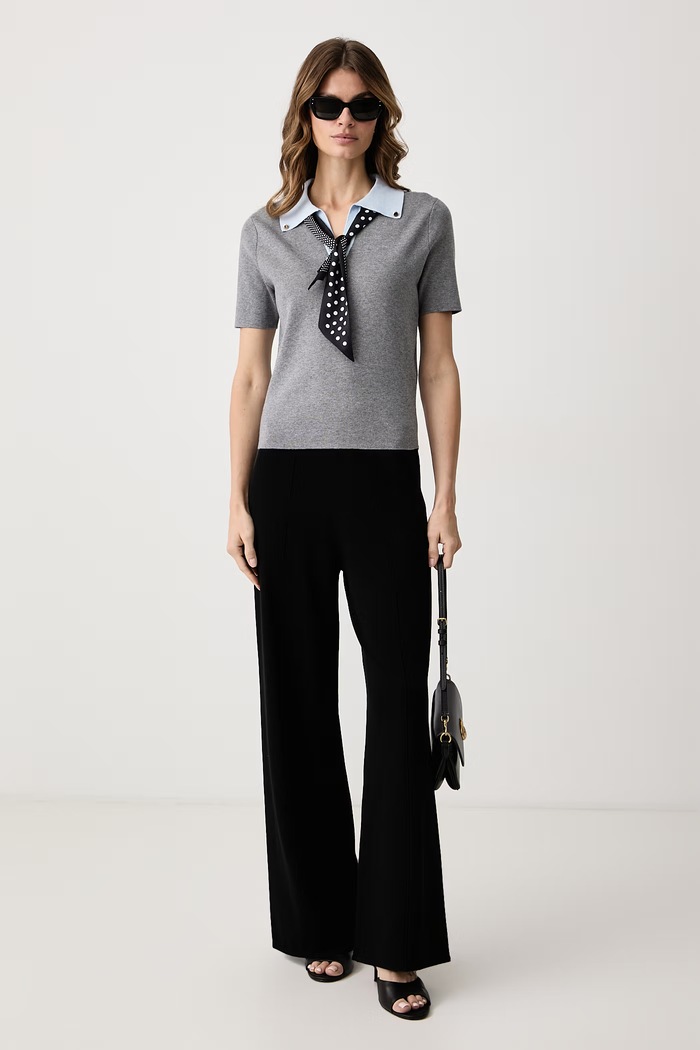 Morgan Polo swetrowe damskie MCIEL szary AW26