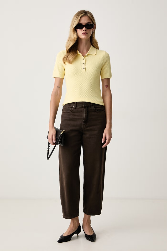 Morgan Polo swetrowe damskie z wiskozą MBOSTON żółty AW26