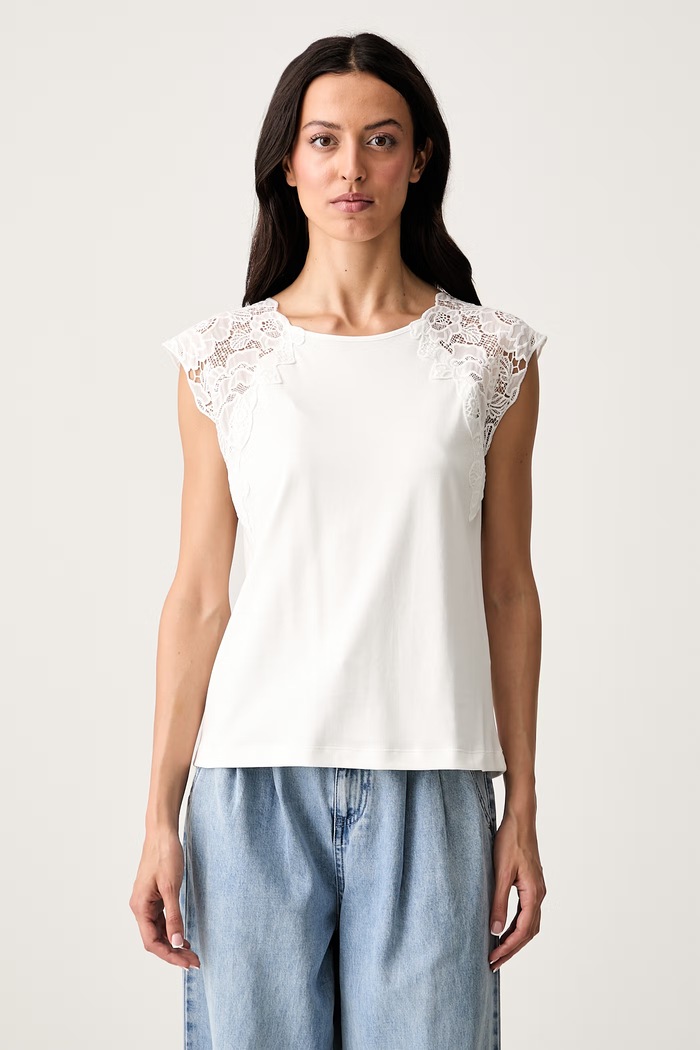 Morgan T-shirt damski bawełniany biały DPETAL