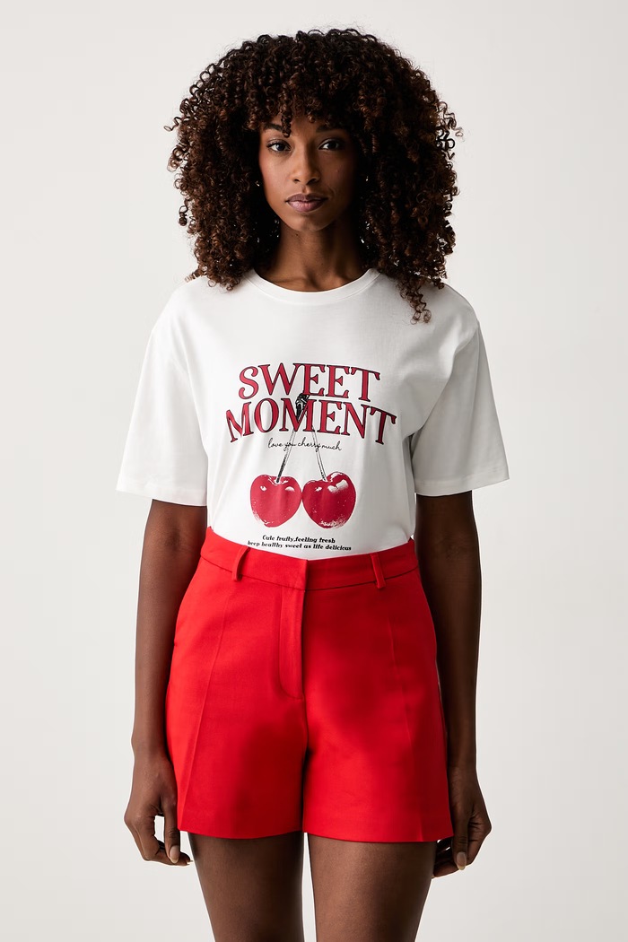 Morgan T-shirt damski bawełniany beżowy DPAL
