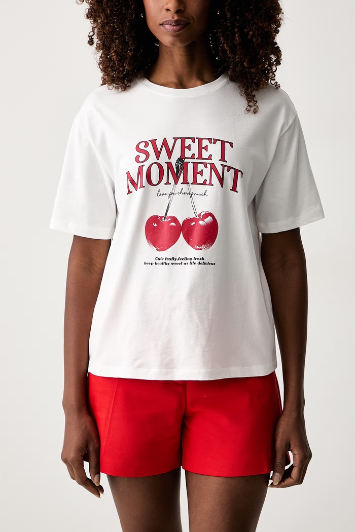 T-shirt damski bawełniany Morgan DPAL beżowy