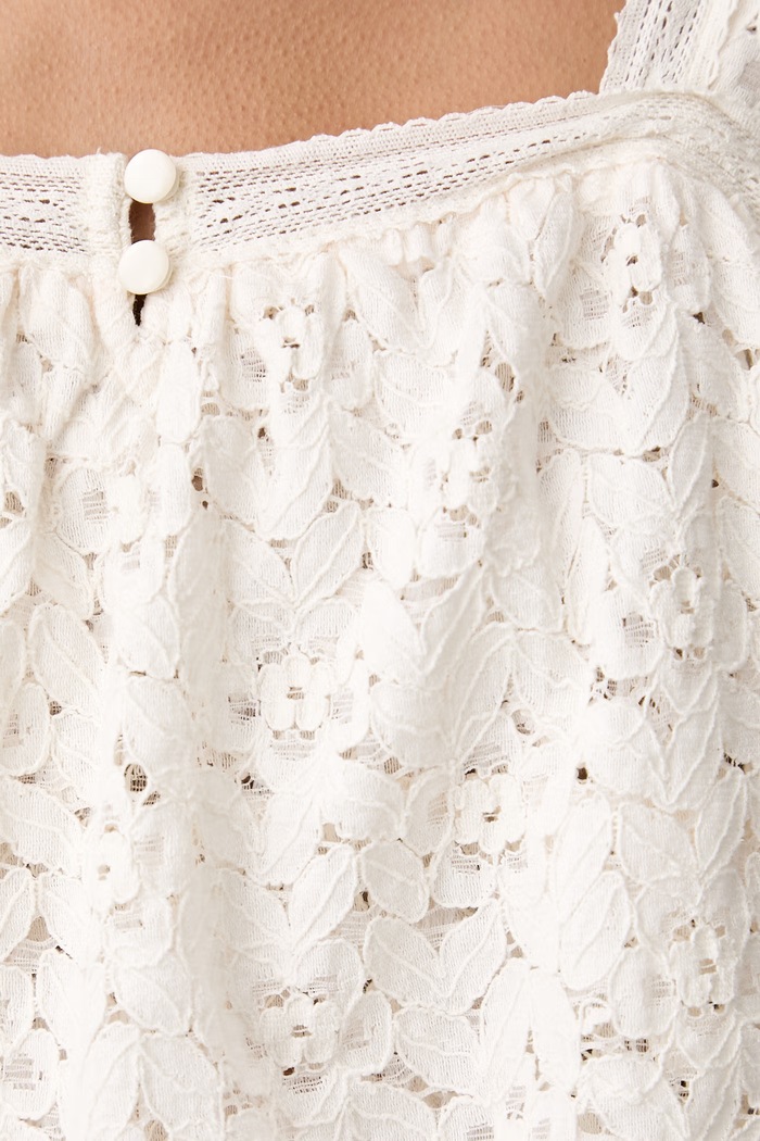 Levi's μπλούζα με βολάν γυναικεία δαντελένια DOM SS LACE BLOUSE 007XH μπεζ