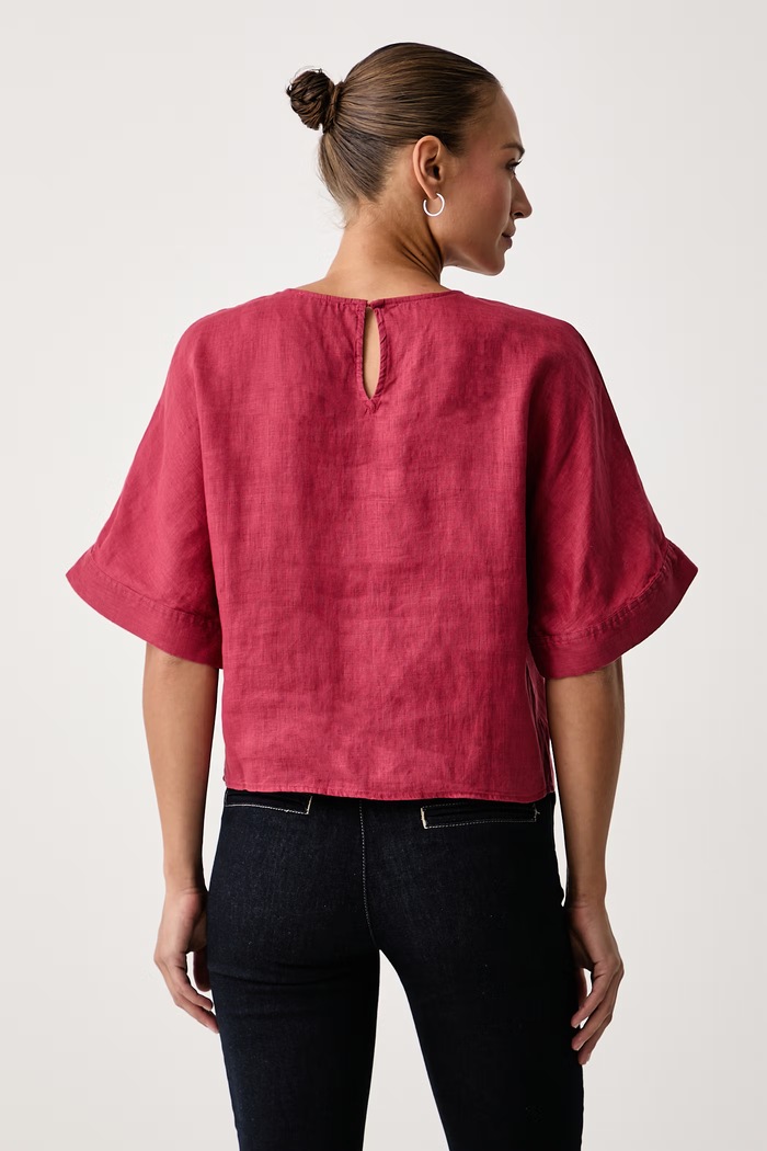 United Colors of Benetton Blúzka dámska ľanová 5BMLDQ0F5 červená AW26