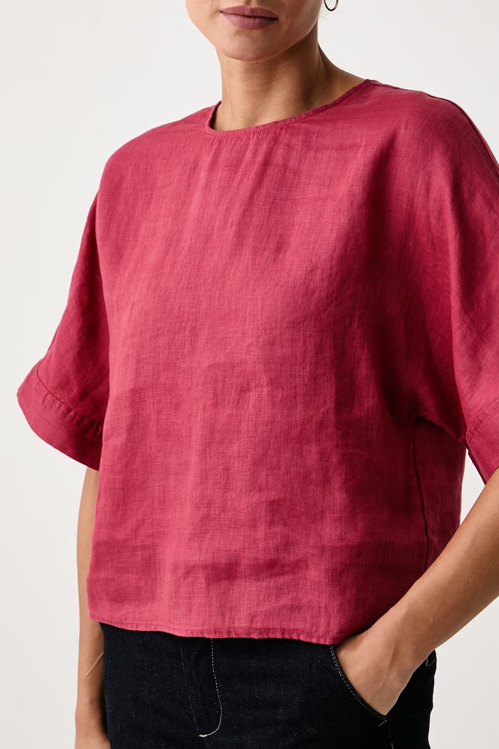 Oblečenie United Colors of Benetton Blúzka dámska ľanová 5BMLDQ0F5 červená
