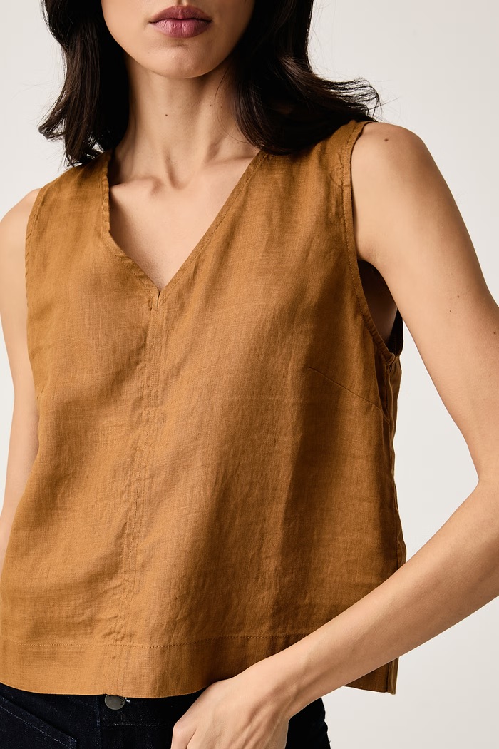 Oblečení United Colors of Benetton Halenka dámská lněná 5BMLDQ0DY hnědá