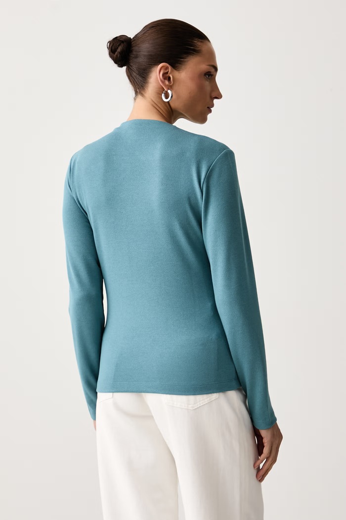 Odzież United Colors of Benetton Longsleeve damski z wiskozą 31NLD10DL turkusowy