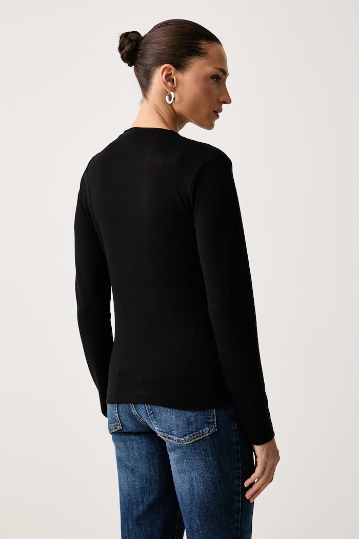 Odzież United Colors of Benetton Longsleeve damski z wiskozą 31NLD10DL czarny