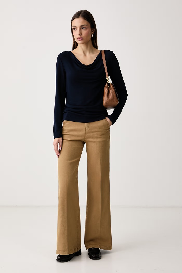 United Colors of Benetton Bluza za žene s viskozom 31NLD10DO mornarsko plava AW26
