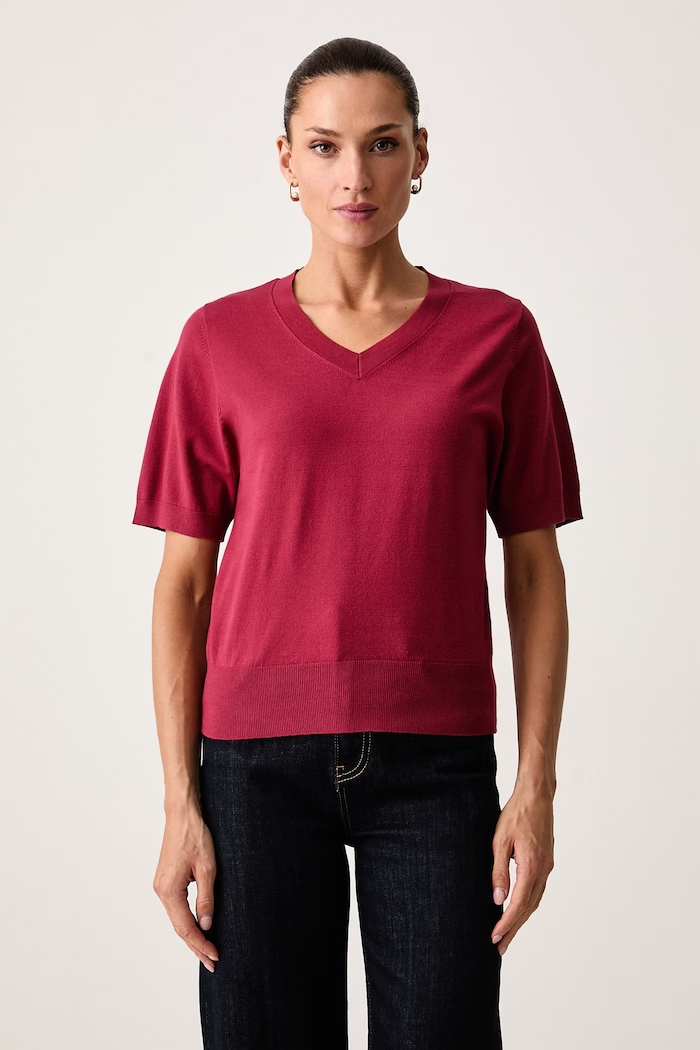 United Colors of Benetton T-shirt swetrowy damski czerwony 135PD403Z