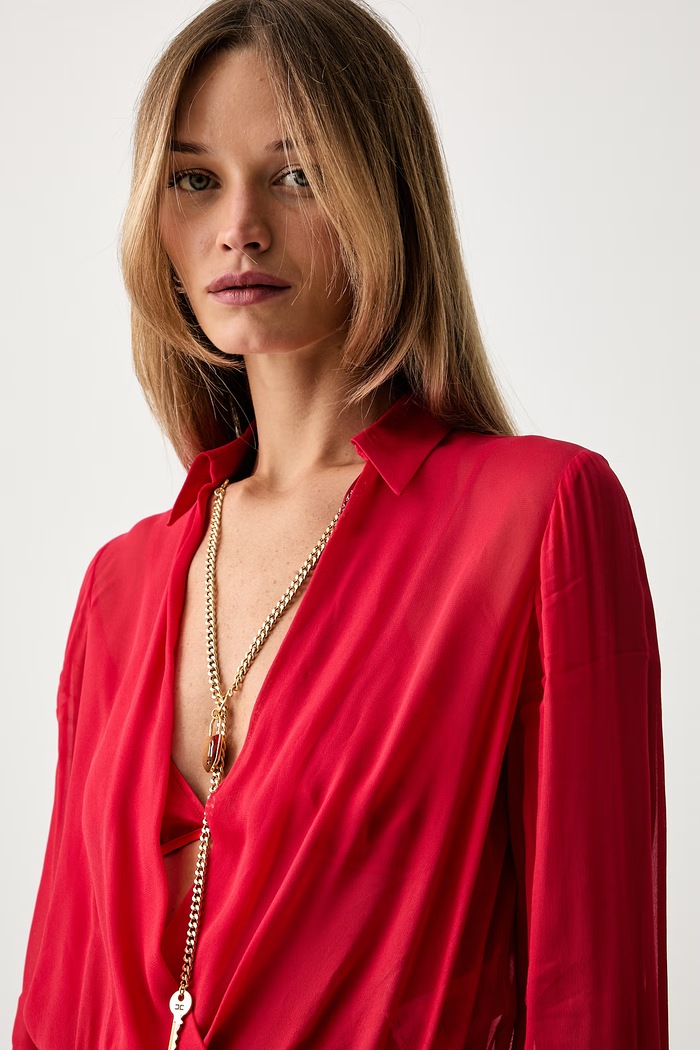 Elisabetta Franchi body damskie z wiskozy czerwony CB00966E2