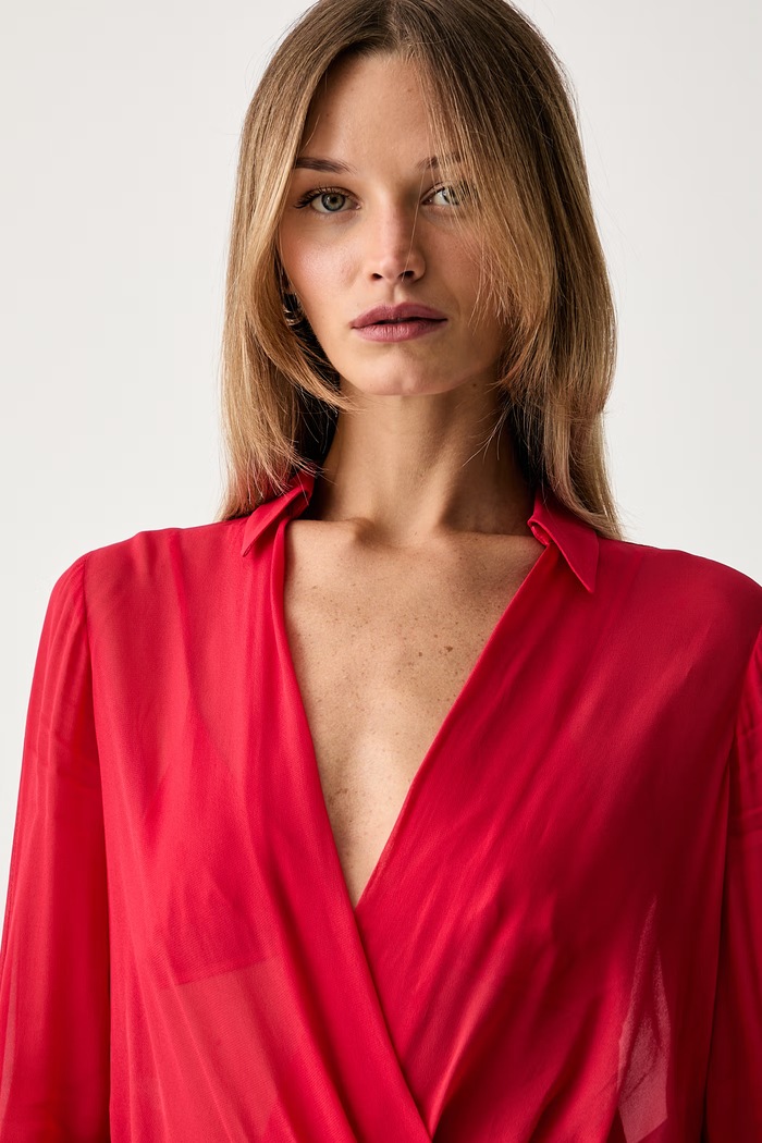 Elisabetta Franchi body damskie z wiskozy CB00966E2 czerwony
