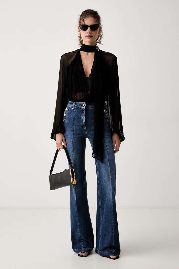 Elisabetta Franchi Body damskie CB00566E2 czarny AW26