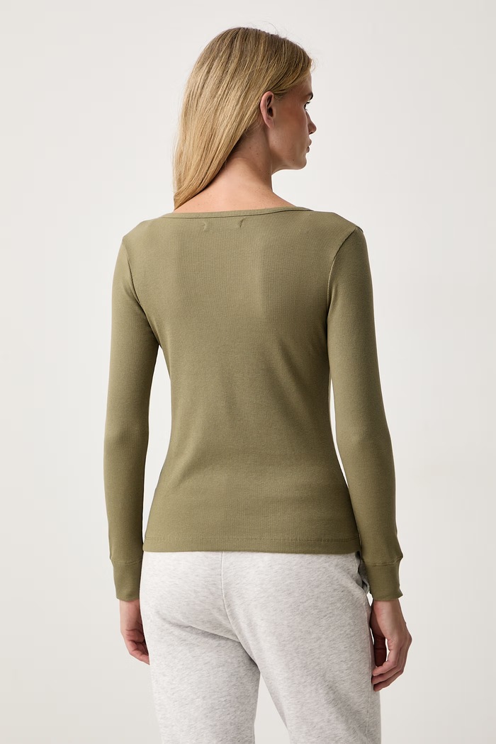 women'secret Longsleeve damski z bawełną 3274535 zielony AW26