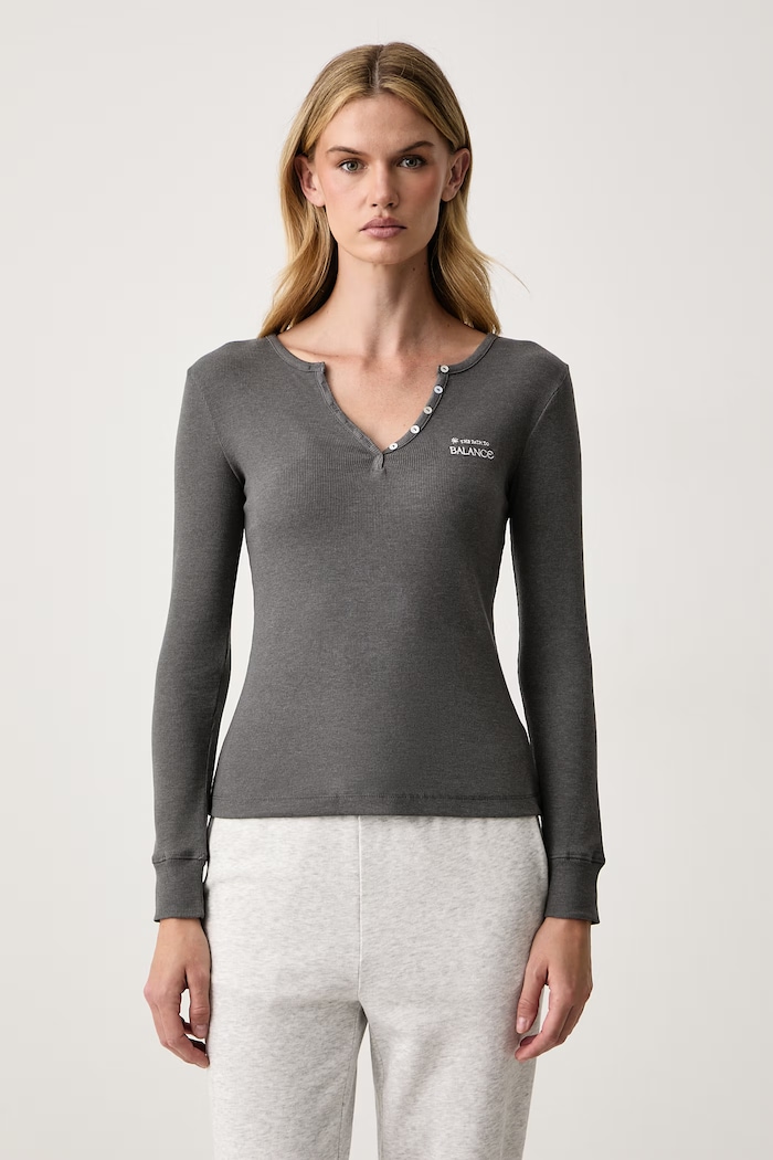 women'secret Longsleeve damski z bawełną szary 3274534