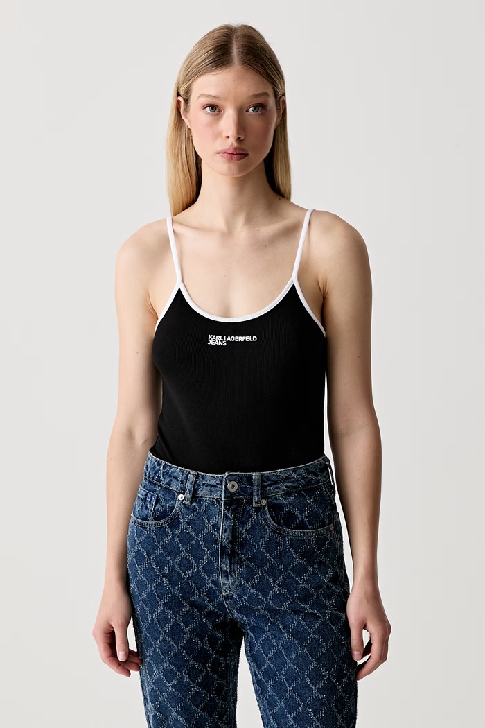 Karl Lagerfeld Jeans body damskie z bawełną czarny B3W17028