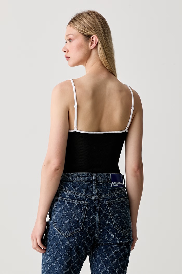 Odzież Karl Lagerfeld Jeans body damskie z bawełną B3W17028 czarny