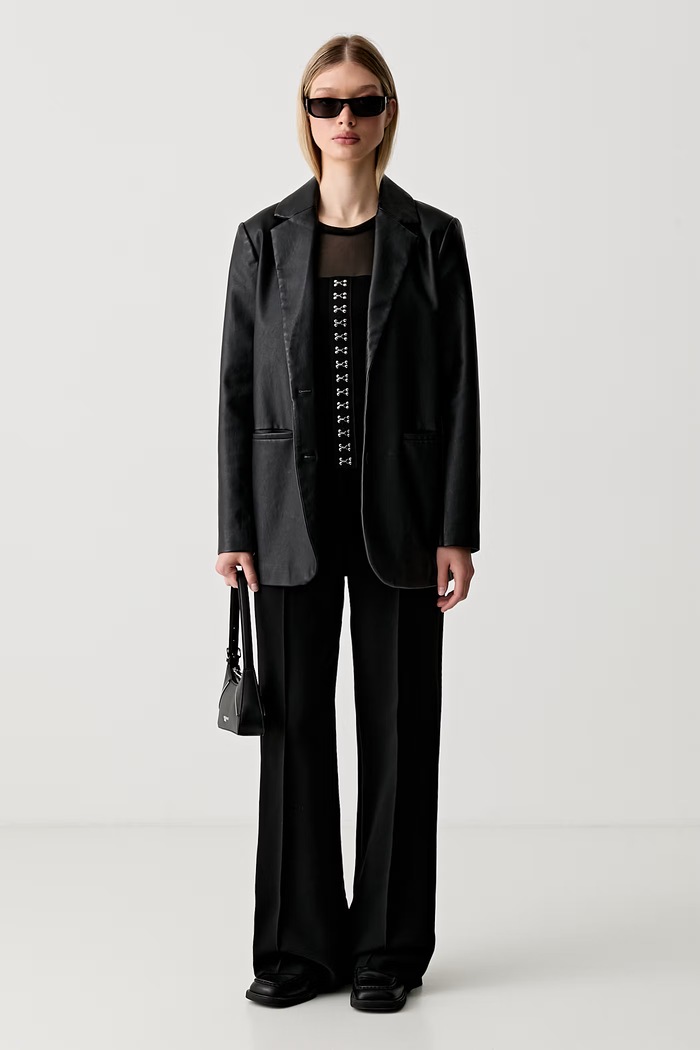 Karl Lagerfeld Jeans korzetová halenka dámská s viskózou B3W17016 černá AW26