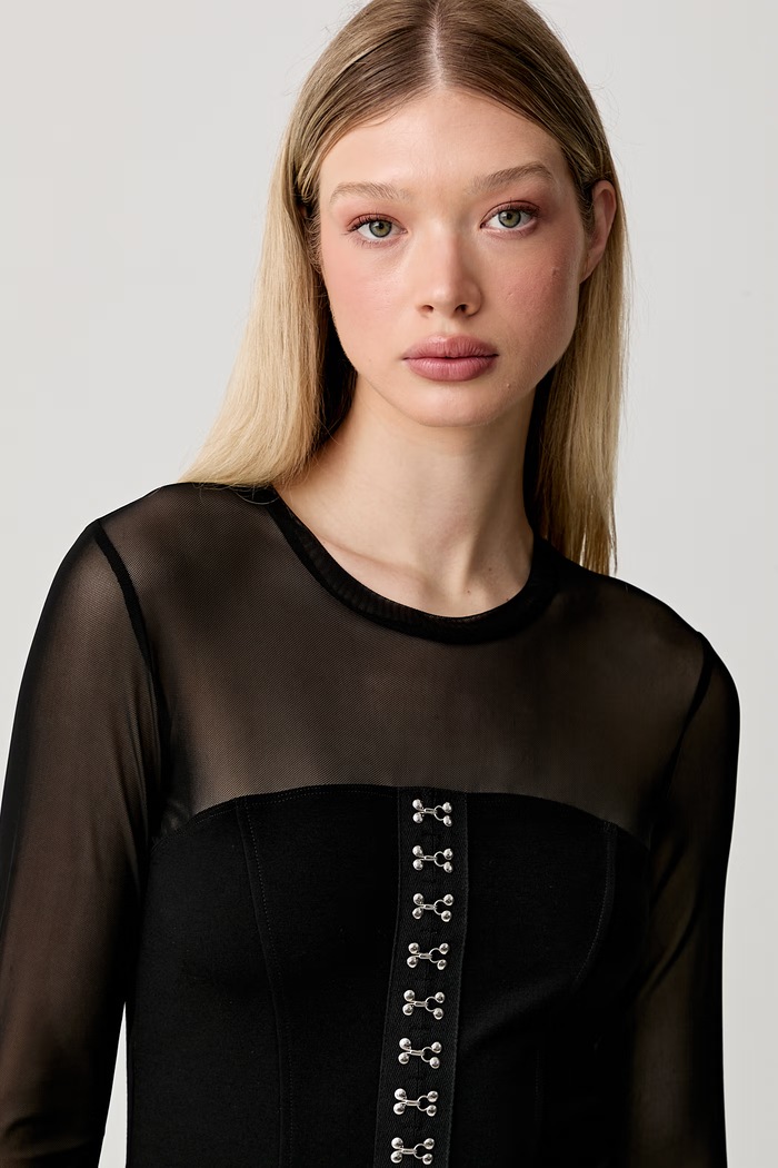 Karl Lagerfeld Jeans korzetová halenka dámská s viskózou černá B3W17016