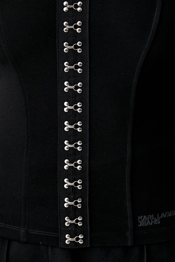 Karl Lagerfeld Jeans korzetová halenka dámská s viskózou B3W17016 černá