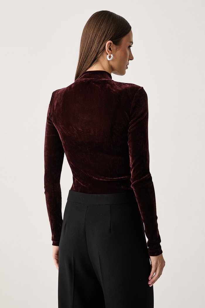 Odzież Bardot Body damskie welurowe ROSALIA 60611TB bordowy