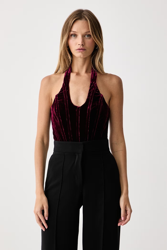 Bardot Body damskie welurowe TREY bordowy 60030TB2