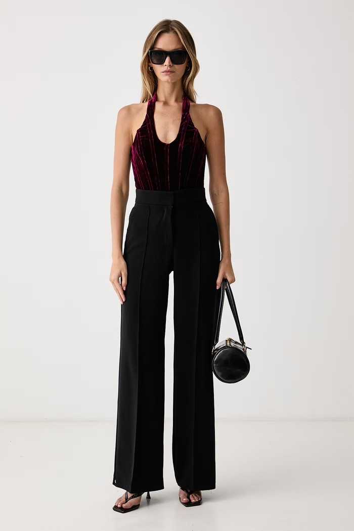 Bardot Body damskie welurowe TREY 60030TB2 bordowy AW26