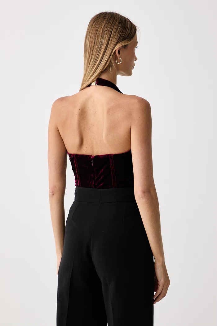 Odzież Bardot Body damskie welurowe TREY 60030TB2 bordowy