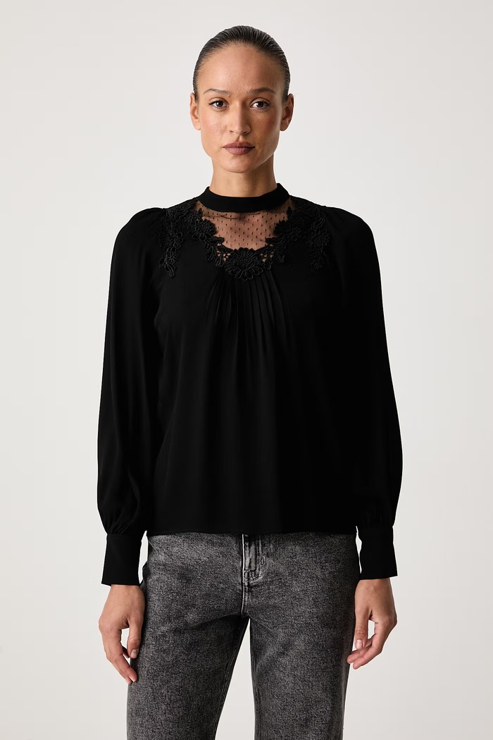 Twinset Μπλούζα γυναικεία από βισκόζη μαύρο 262TT2461