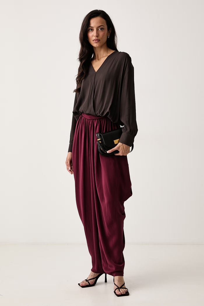 Twinset Μπλούζα γυναικεία από βισκόζη 262TF2053 καφέ AW26