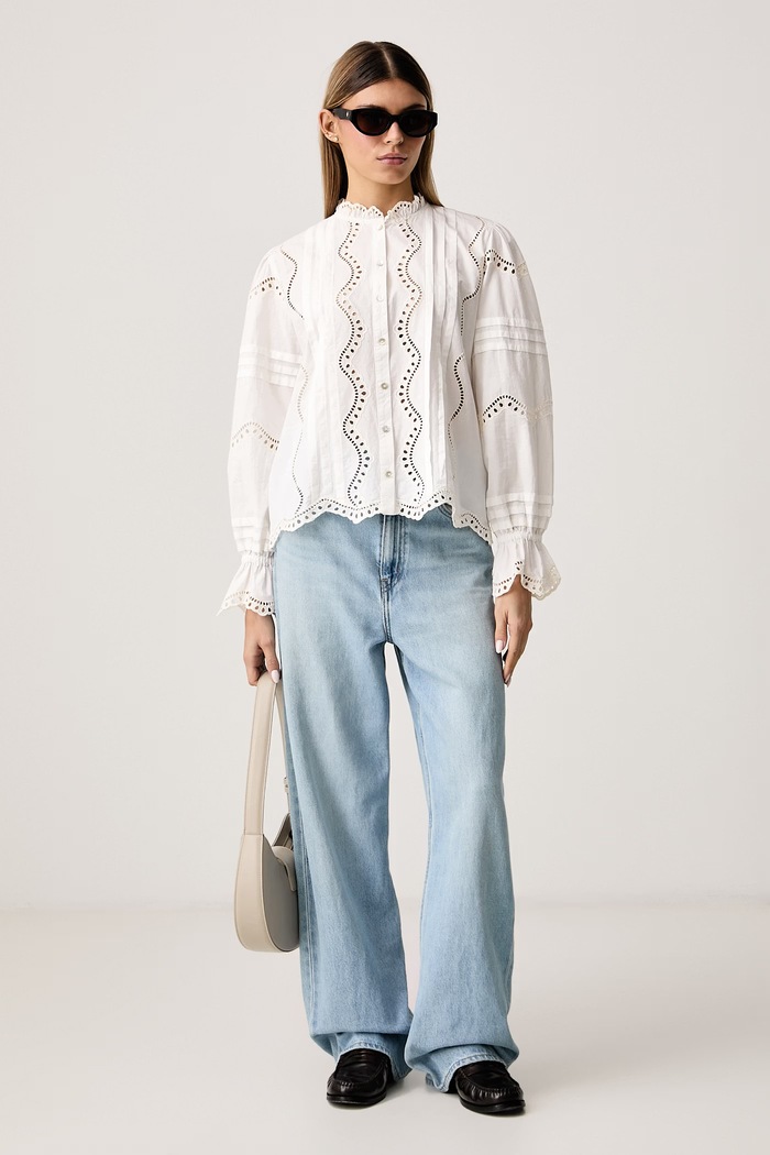 Pedro del Hierro Bluzka koszulowa damska bawełniana 6634124 beżowy AW26