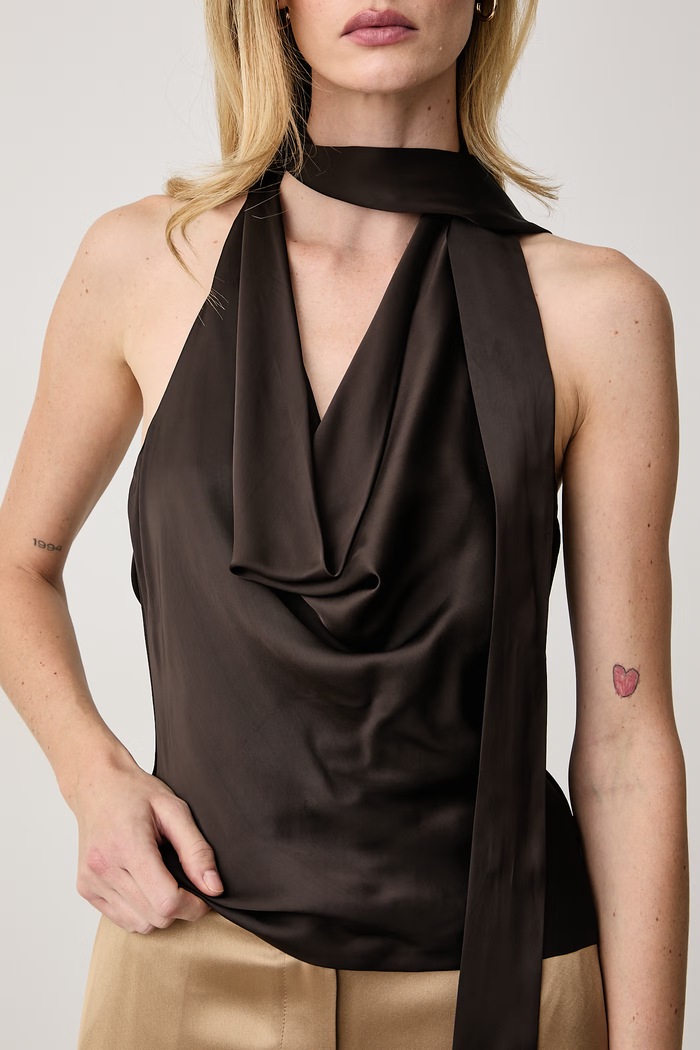 Blúzka dámska s prímesou hodvábu x LEONIE HANNE Guess W6BH70.W5206 hnedá