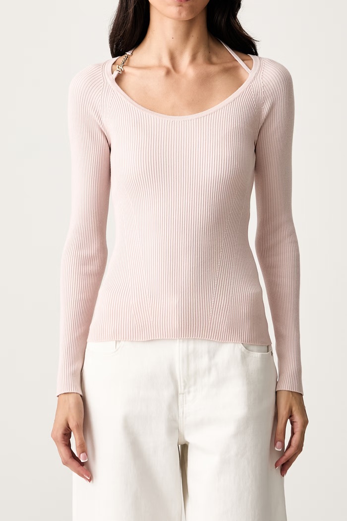 Guess sweter damski z wiskozą MEGHAN różowy W6YR22.Z0966