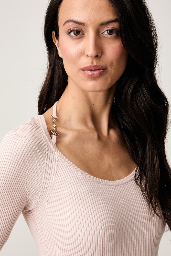 Guess sweter damski z wiskozą MEGHAN W6YR22.Z0966 różowy