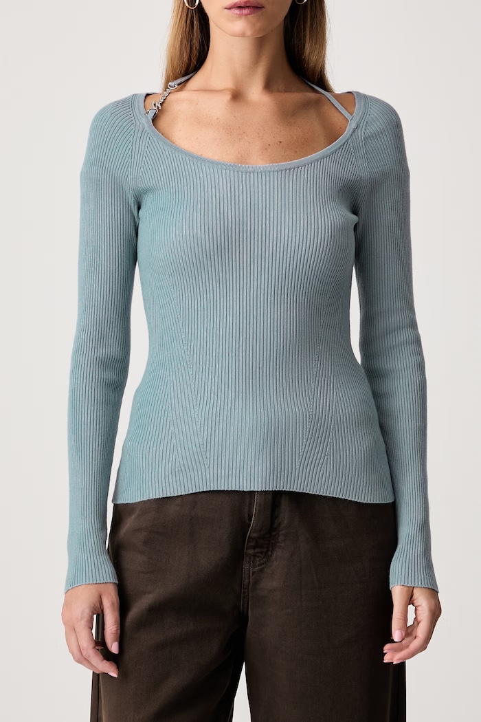 Guess sweter damski z wiskozą MEGHAN niebieski W6YR22.Z0966