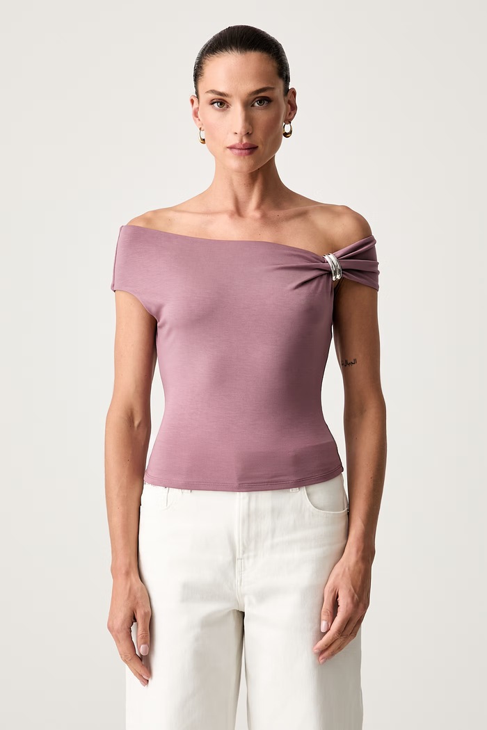 Guess crop top damski z lyocellu różowy W6YP48.K4527