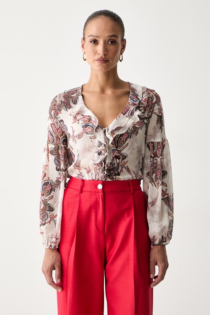 Guess bluzka z falbanką damska EMY beżowy W6YH30.W2951