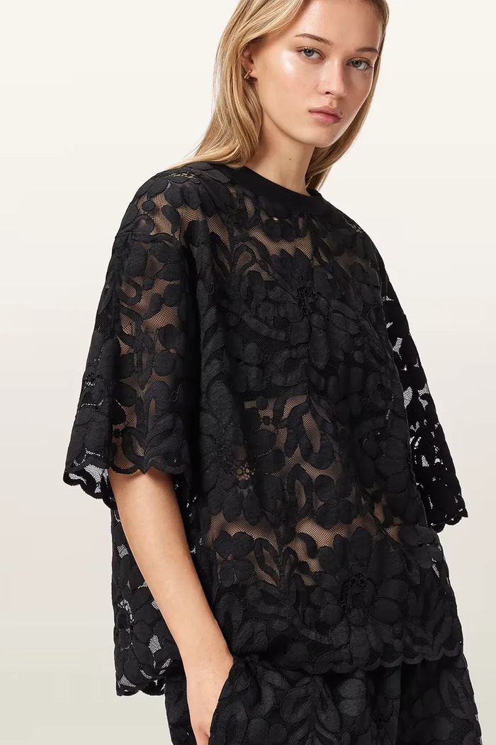 AllSaints bluzka damska koronkowa AMELIE czarny W133PE