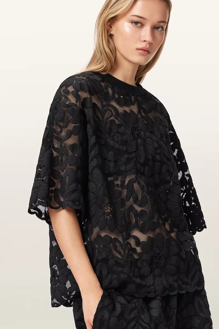 AllSaints bluzka damska koronkowa AMELIE czarny W133PE
