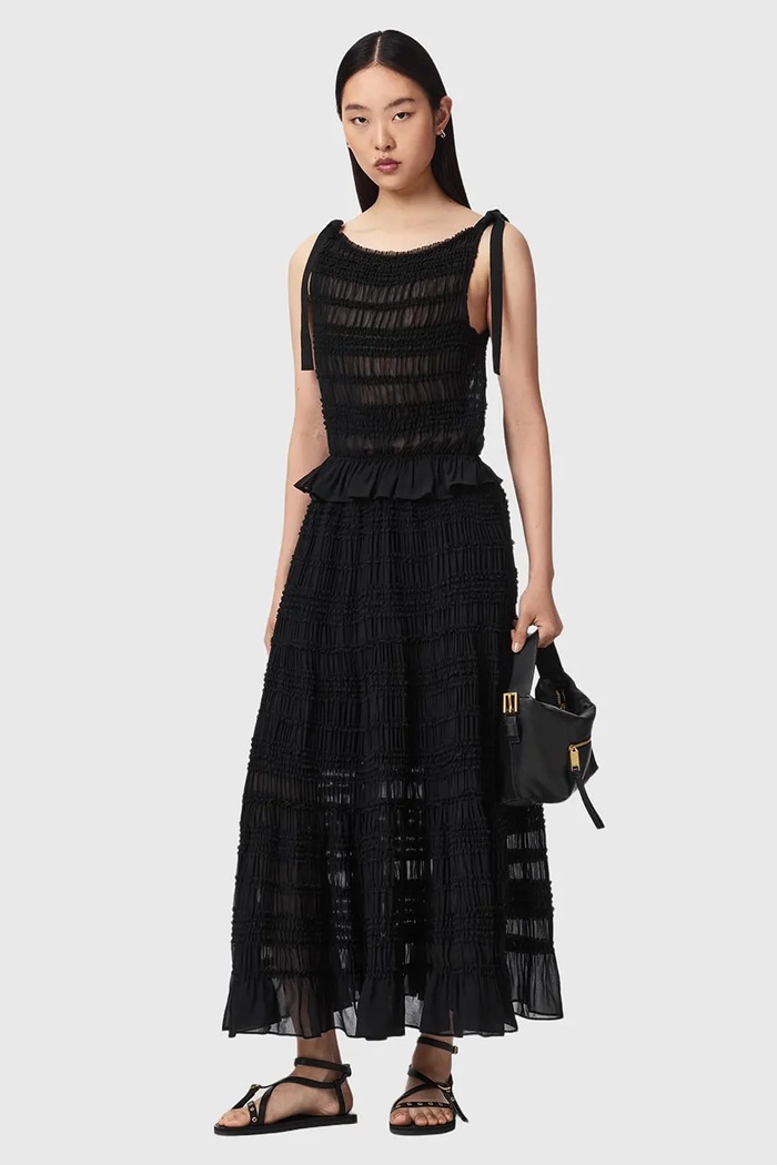 Odzież AllSaints Bluzka damska bawełniana LOTUS W096PE czarny