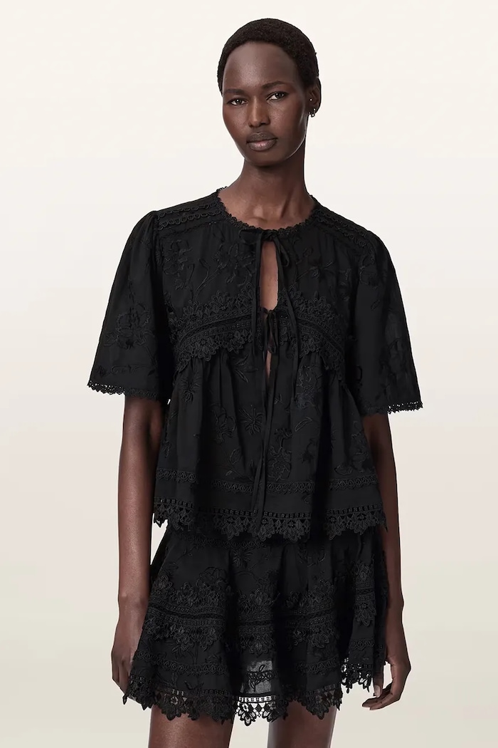 AllSaints bluzka damska bawełniana LILLITH czarny W047PE