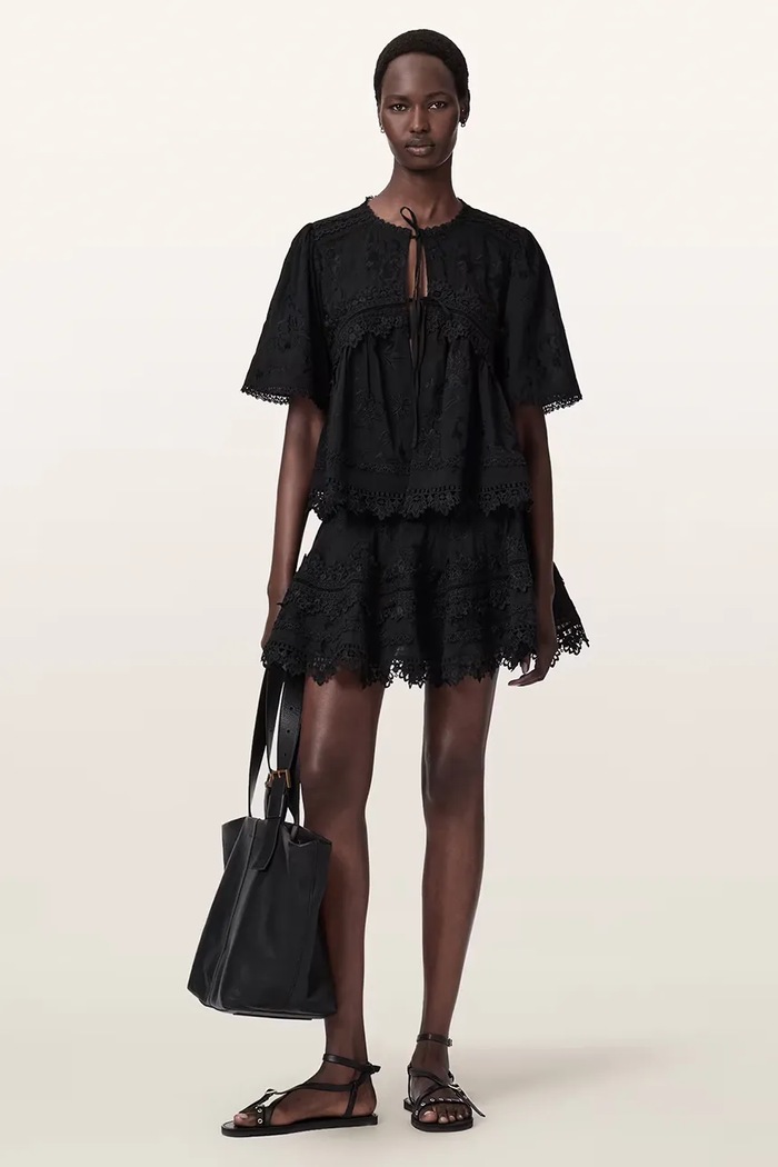 Odzież AllSaints bluzka damska bawełniana LILLITH W047PE czarny