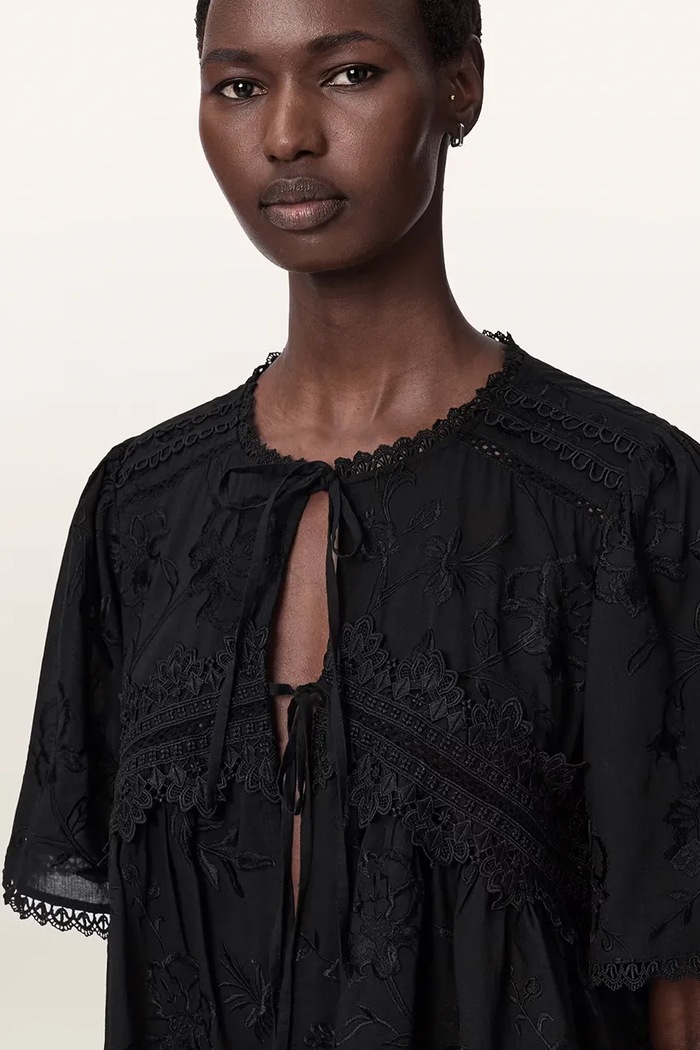 AllSaints bluzka damska bawełniana LILLITH czarny W047PE